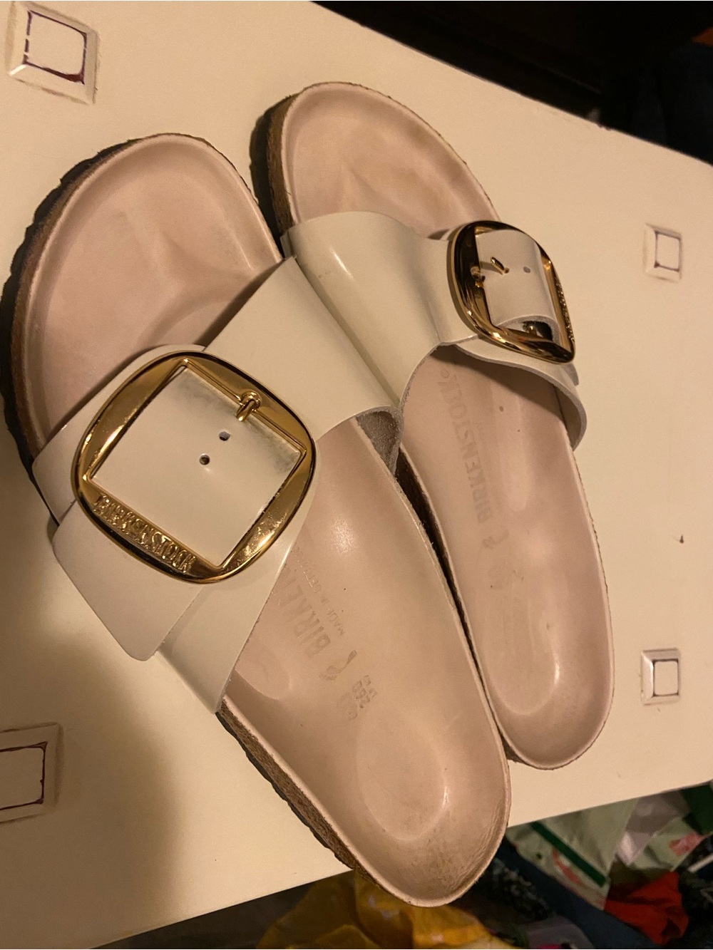 Madrid Big Buckle Birkenstock High Shine New Beige size 40